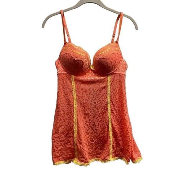 Passion forever peach and yellow lace padded bralingerie, size medium - Picture 1 of 6